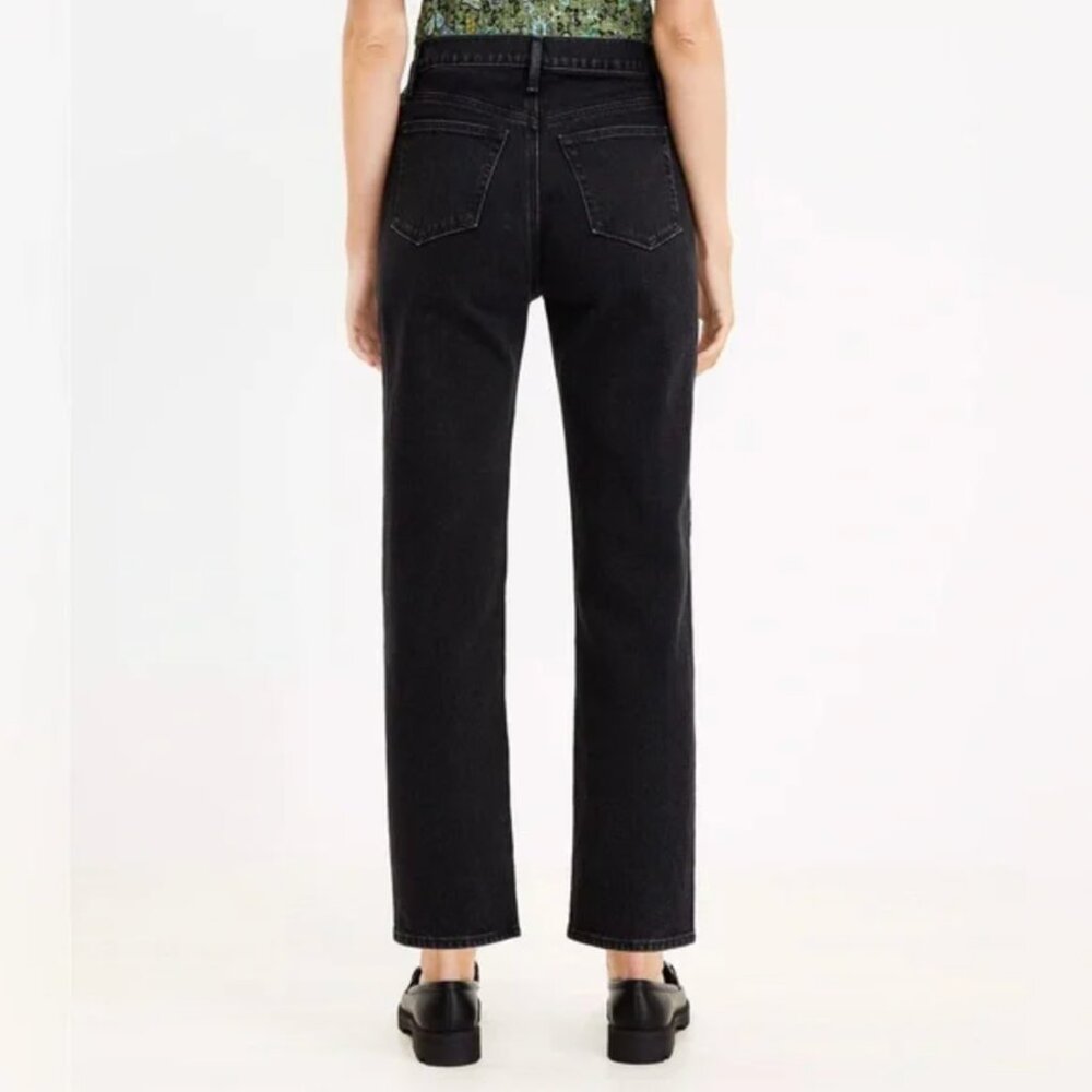 LOFT Curvy Button Front 90s Straight Jeans - Picture 2 of 8
